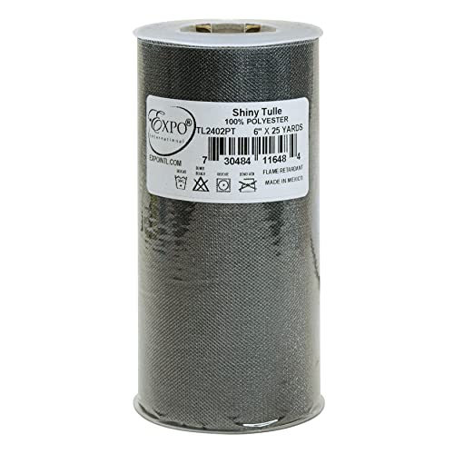 Expo International Shiny 6-Inch Tulle Spool, 25-Yard, Pewter - Image 1