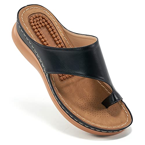 Aomigoct Sandals for Women Wedge Shoes: Comfortable Orthopedic Sandals Womens Dressy Summer Flip Flops Casual Walking Wedges - Image 1