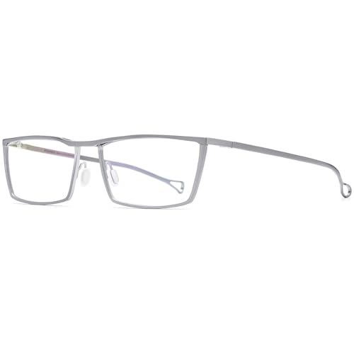 FONEX Titanium Glasses Frame for Men,Square Eyewear Full Optical Eyeglasses F85641 (F85722 Silver) - Image 5