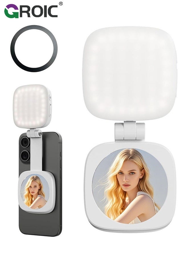 GROIC Magnetic Selfie Light, Portable Phone Ring Light with Rechargeable Battery, Compact LED Phone Light for Travel, Video Recording, Vlogging, Live Streaming - Image 1