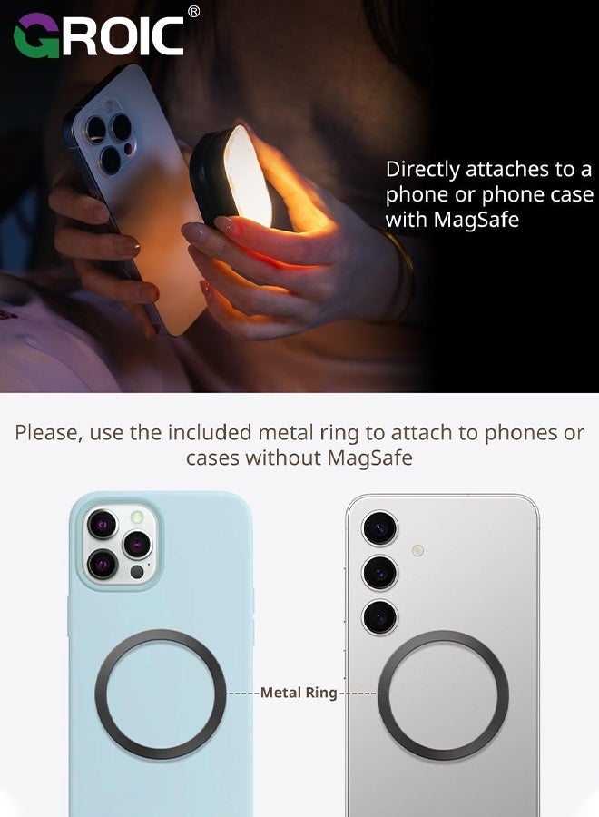 GROIC Magnetic Selfie Light, Portable Phone Ring Light with Rechargeable Battery, Compact LED Phone Light for Travel, Video Recording, Vlogging, Live Streaming - Image 2