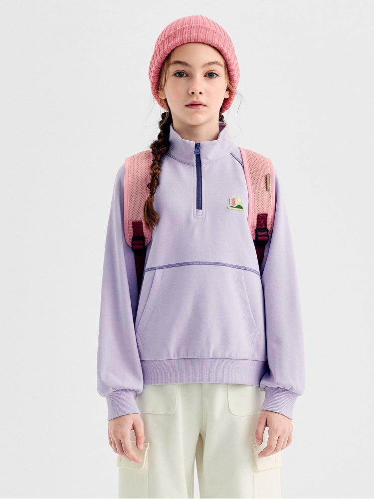 Balabala Girls' Half-Zip Sweatshirt With Front Pocket - Image 1