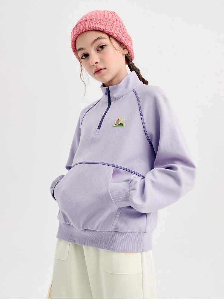 Balabala Girls' Half-Zip Sweatshirt With Front Pocket - Image 2