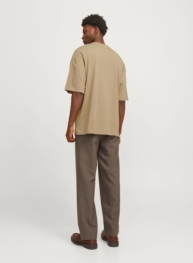 JACK & JONES Solid Crew Neck Oversized T-Shirt