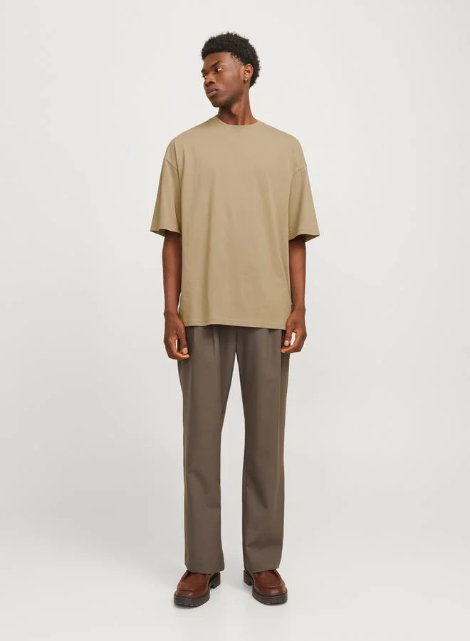 JACK & JONES Solid Crew Neck Oversized T-Shirt