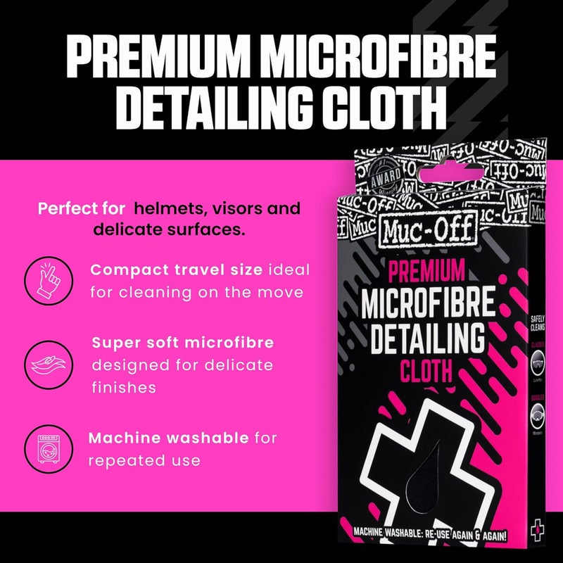 Muc Off Muc-Off Premium Microfibre Detailing Cloth - Travel Sized Cleaning and Polishing Cloth for Delicate Finishes, Black - Image 2