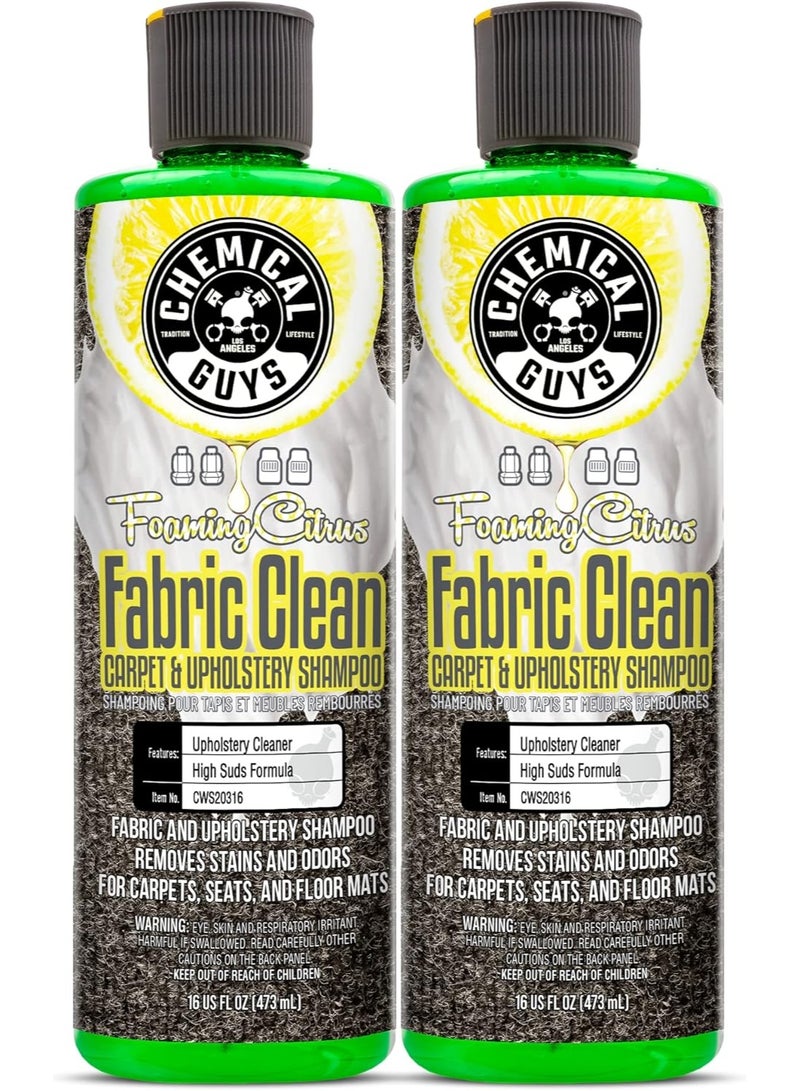 Chemical Guys CWS2031602 Foaming Citrus Fabric Clean Carpet & Upholstery Shampoo & Odor Eliminator (Car Carpets, Seats & Floor Mats), Safe for Cars, Home, Office, & More , 16 fl oz, 2 Pack - Image 1