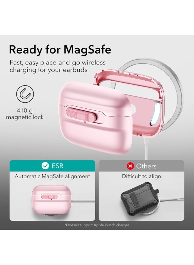 اي اس ار ESR for AirPods Pro Case (2023/2022/2019, 2nd/1st Gen), Compatible with Airpods Pro 2 (USB-C/Lightning Cable), MagSafe Ready, Magnetic Lid Lock, Full Drop Protection Cover with Lanyard pink - Image 5