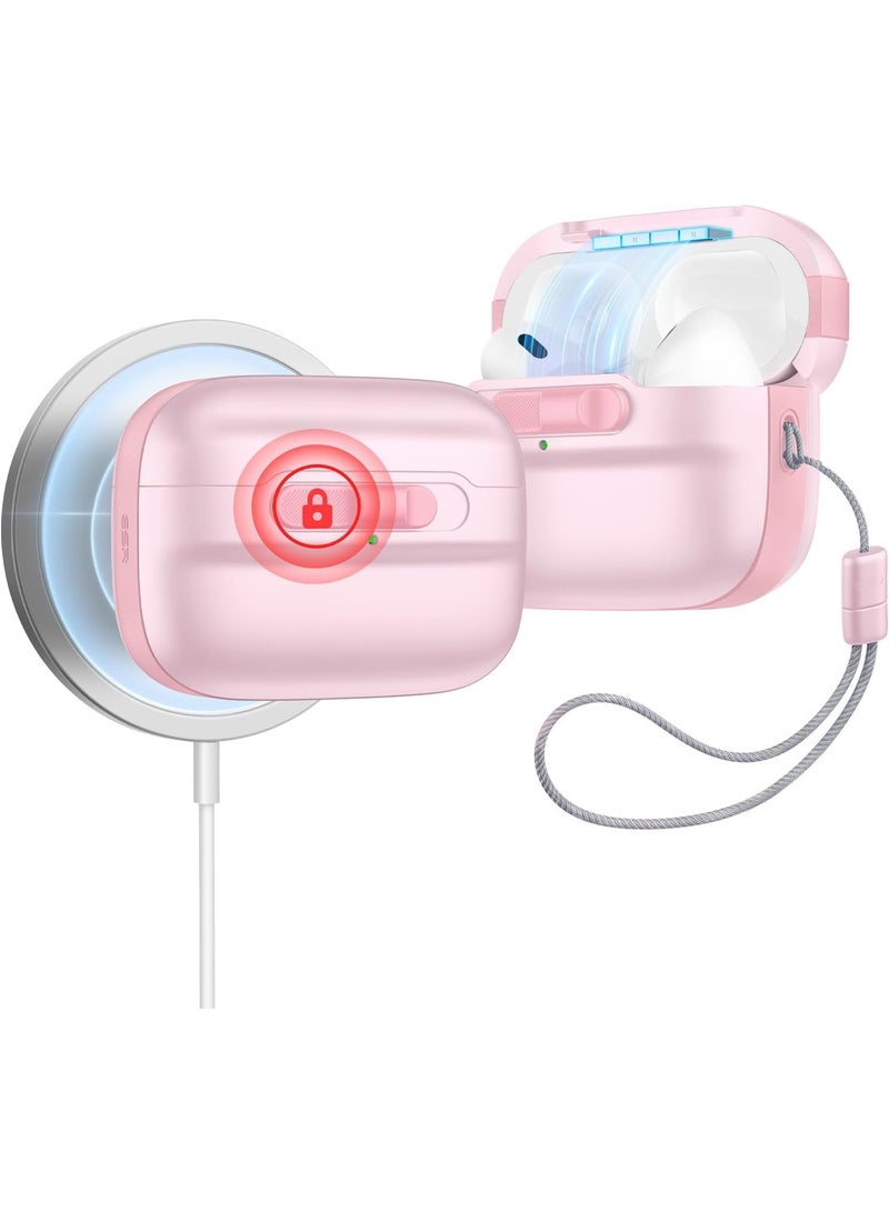 اي اس ار ESR for AirPods Pro Case (2023/2022/2019, 2nd/1st Gen), Compatible with Airpods Pro 2 (USB-C/Lightning Cable), MagSafe Ready, Magnetic Lid Lock, Full Drop Protection Cover with Lanyard pink - Image 1