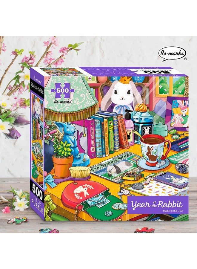 Re-marks Year of The Rabbit Illustrated Puzzle, 500-Piece Jigsaw Puzzle for All Ages - Image 5