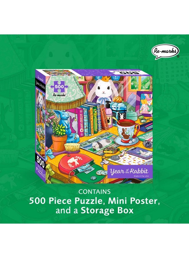 Re-marks Year of The Rabbit Illustrated Puzzle, 500-Piece Jigsaw Puzzle for All Ages - Image 2