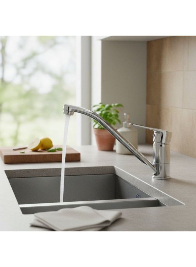 Milano King Sink Mixer (9235) - Italian Brass Kitchen Faucet, Chrome Finish, DIY Installation, 7-Year Warranty, Hot & Cold Water Hoses Included, 23.5x21 cm - Image 1