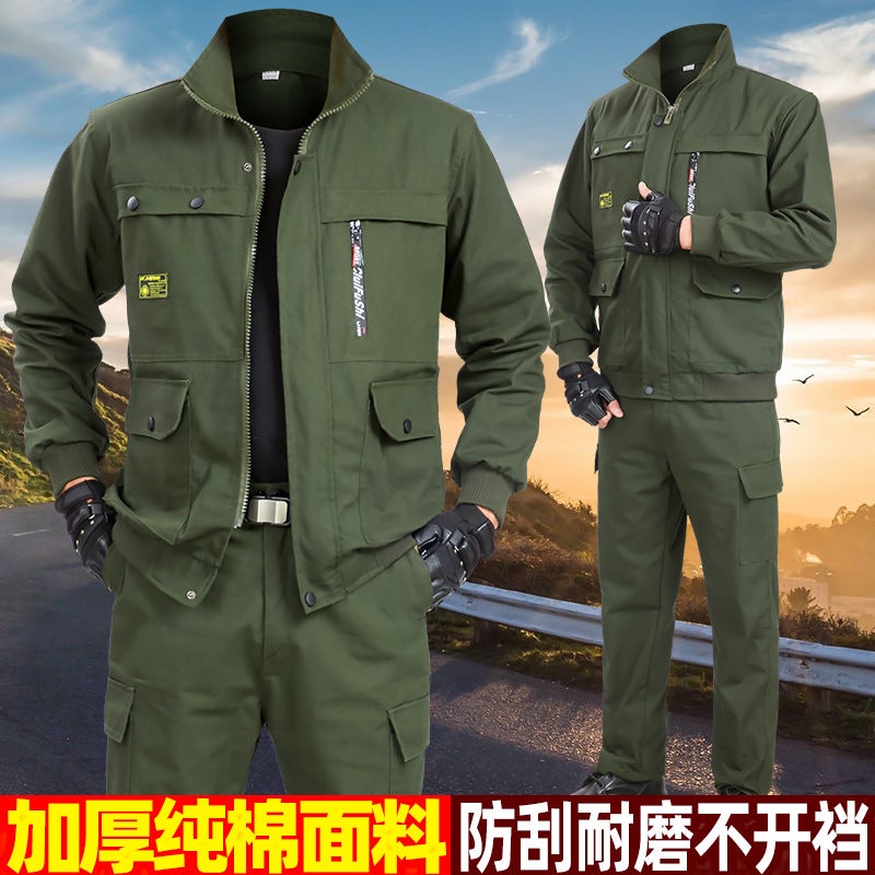 Wear-Resistant Work Clothes Suit Men'S Work Protection Clothing Thickened Welding Anti-Scalding Construction Site Tooling Work Uniform - Image 2