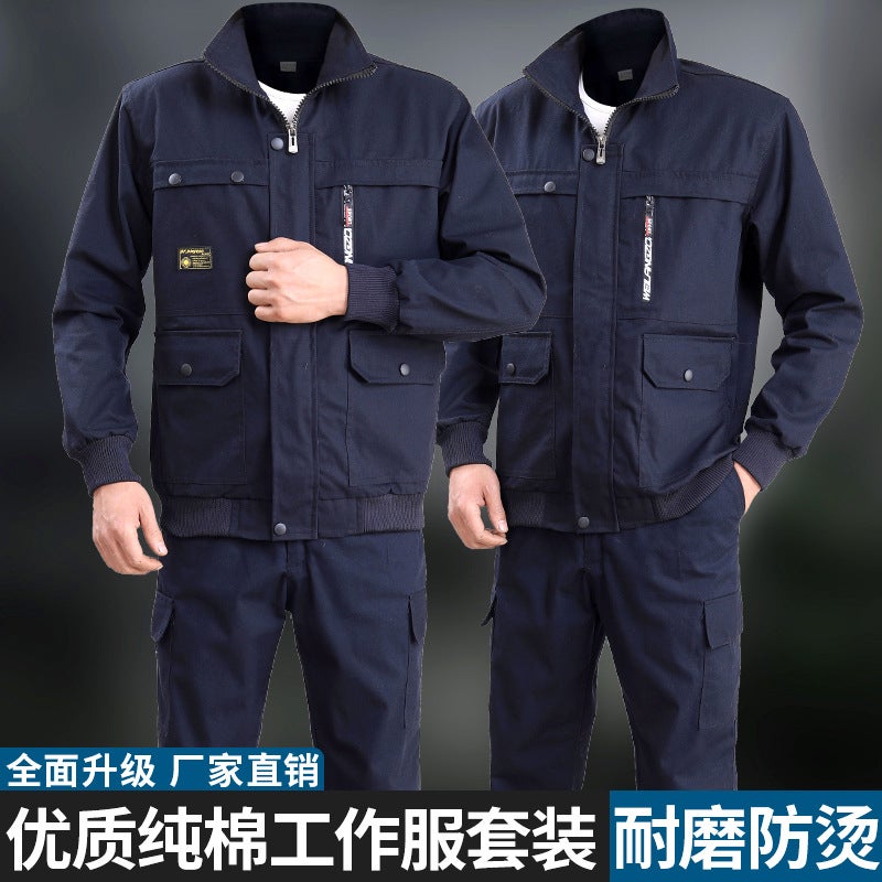 Wear-Resistant Work Clothes Suit Men'S Work Protection Clothing Thickened Welding Anti-Scalding Construction Site Tooling Work Uniform - Image 3