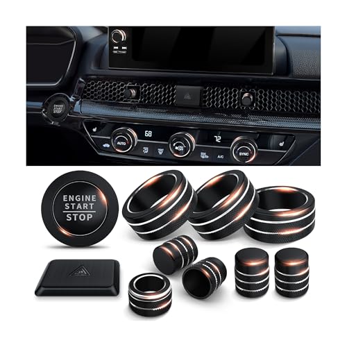 Polodunn for Honda Civic 2022-2026 Accessories, CRV 2023-2026 & Acura Ingetra 2023-2025 (Fit 9" Screen/ 1 Audio Knob), 11pcs Knob Cover Kit - Hazard Light, Push Start, Audio, AC & Air Vent (Black) - Image 1