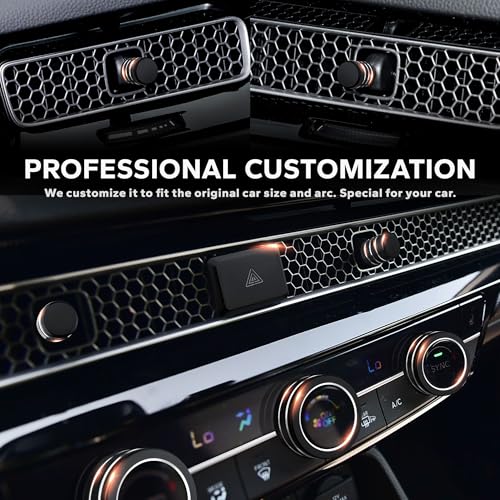 Polodunn for Honda Civic 2022-2026 Accessories, CRV 2023-2026 & Acura Ingetra 2023-2025 (Fit 9" Screen/ 1 Audio Knob), 11pcs Knob Cover Kit - Hazard Light, Push Start, Audio, AC & Air Vent (Black) - Image 3