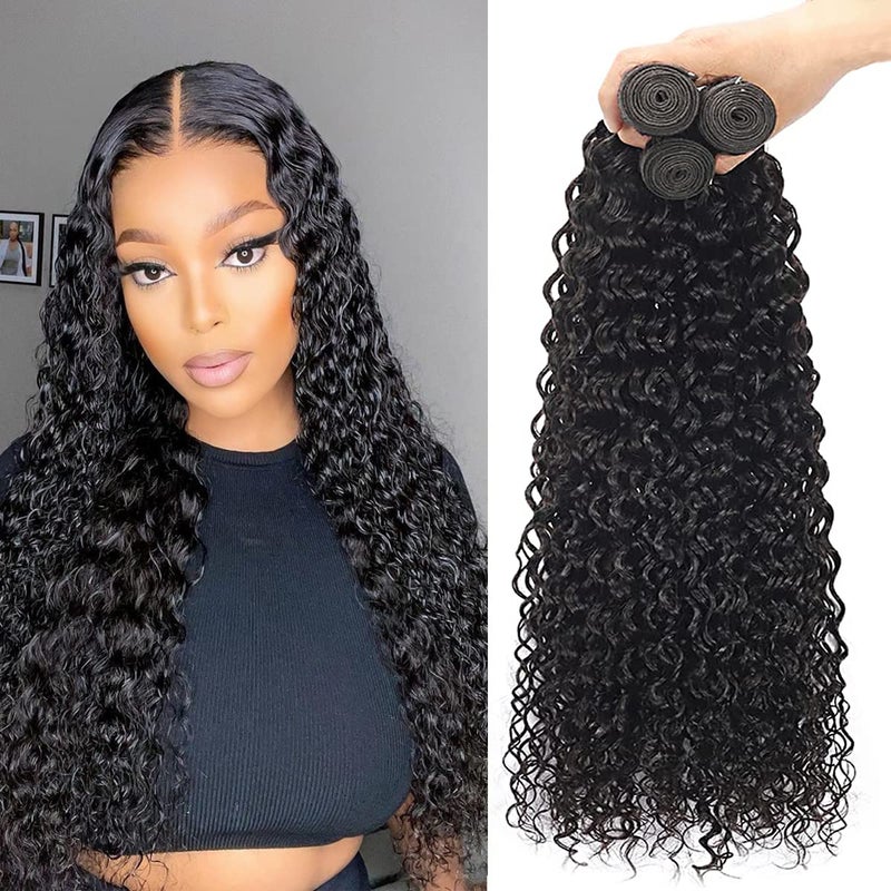 Beautymoon Water Wave Bundles 18 20 22 Inch Wet and Wavy Human Hair Weave Bundles 10A Brazilian Virgin Water Wave Hair 3 Bundles Human Hair Extension for Women Natural Color - Image 1