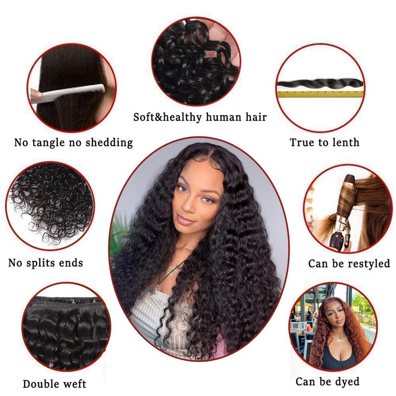 Beautymoon Water Wave Bundles 18 20 22 Inch Wet and Wavy Human Hair Weave Bundles 10A Brazilian Virgin Water Wave Hair 3 Bundles Human Hair Extension for Women Natural Color - Image 5