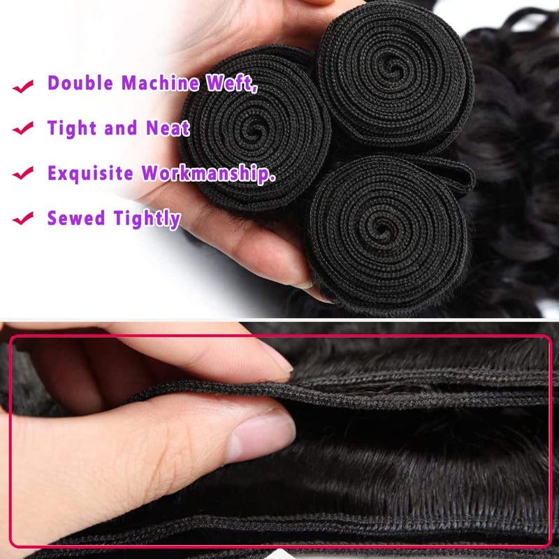 Beautymoon Water Wave Bundles 18 20 22 Inch Wet and Wavy Human Hair Weave Bundles 10A Brazilian Virgin Water Wave Hair 3 Bundles Human Hair Extension for Women Natural Color - Image 3