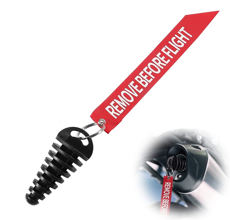 ALMOCN Muffler Exhaust Wash Plug 0.6"-1.5" Wash Plug with Streamer for Motorcycle Bike 2 Stroke Rubber Exhaust Silencer, Black - Image 1