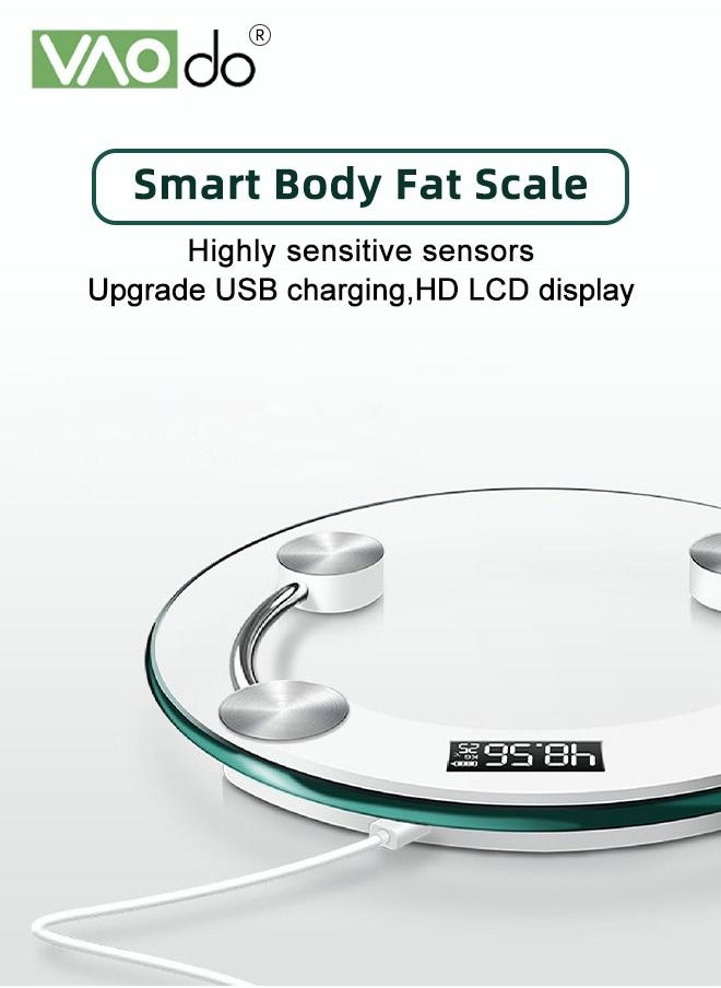 VAOdo - Smart Scale for Body Weight Digital Bathroom Scale Weighing Body Fat Scale USB Interface Charging LED Display - Image 1
