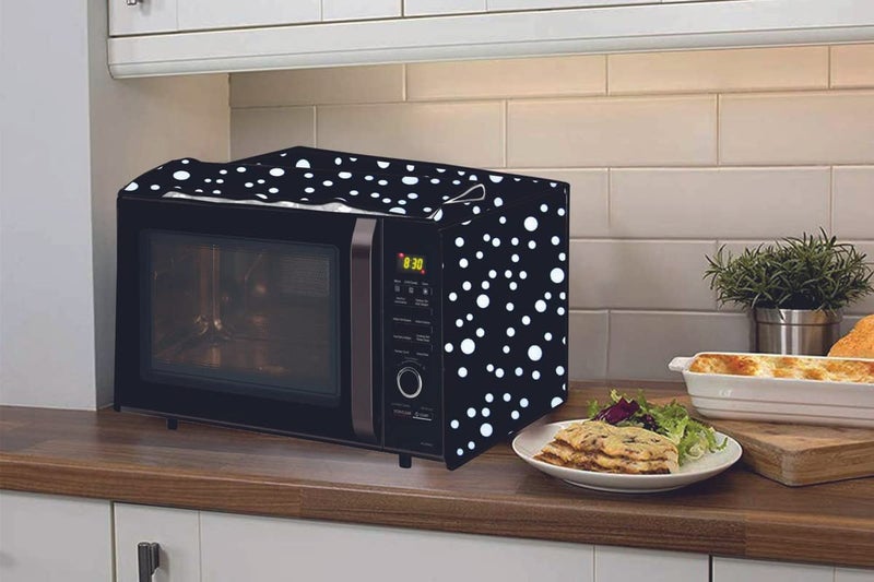 MW PRINTS Microwave Oven Cover For IFB 30 L 30BRC2 Printed PVC Waterproof/Dustproof Cover (Black) - Image 2