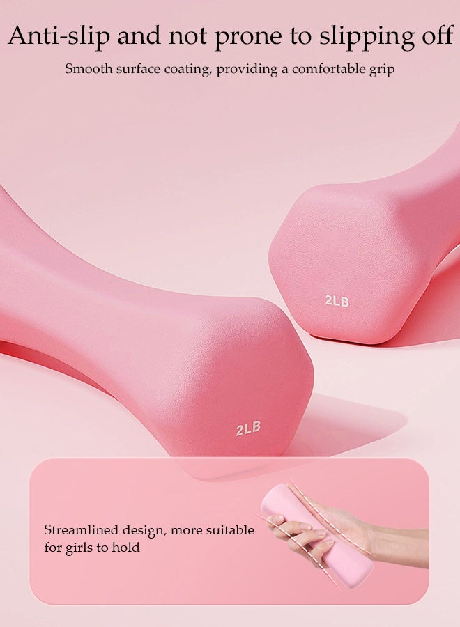 DUNISO A Pair of Mini Dumbbells，Ladies' Fitness Dumbbells，Portable and Practical，Sturdy and Durable，Used for Exercise, Muscle Building, Arm Slimming，2 Pounds Each,Pink - Image 2