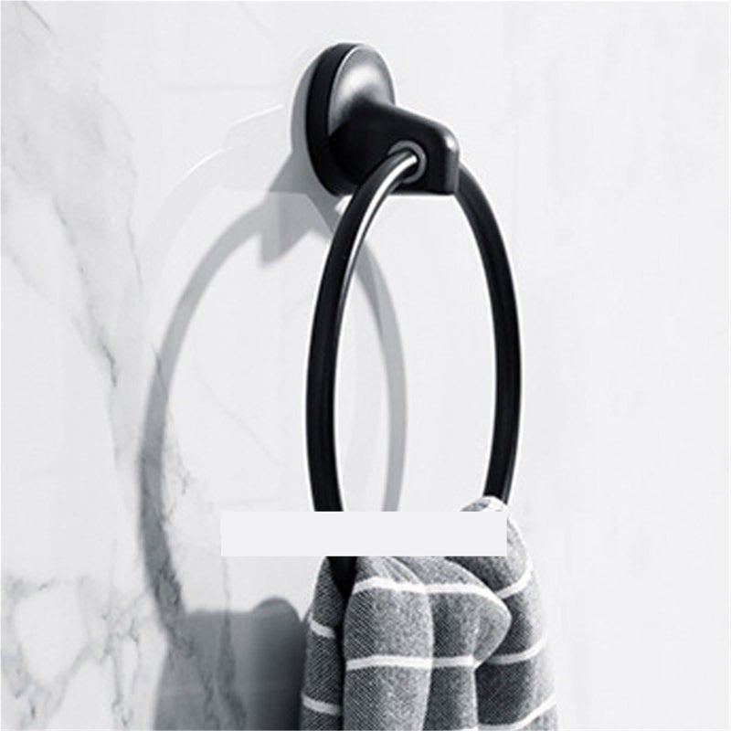 Black Stainless Steel Wall Mounted Round Towel Ring Holder Bathroom - Image 4