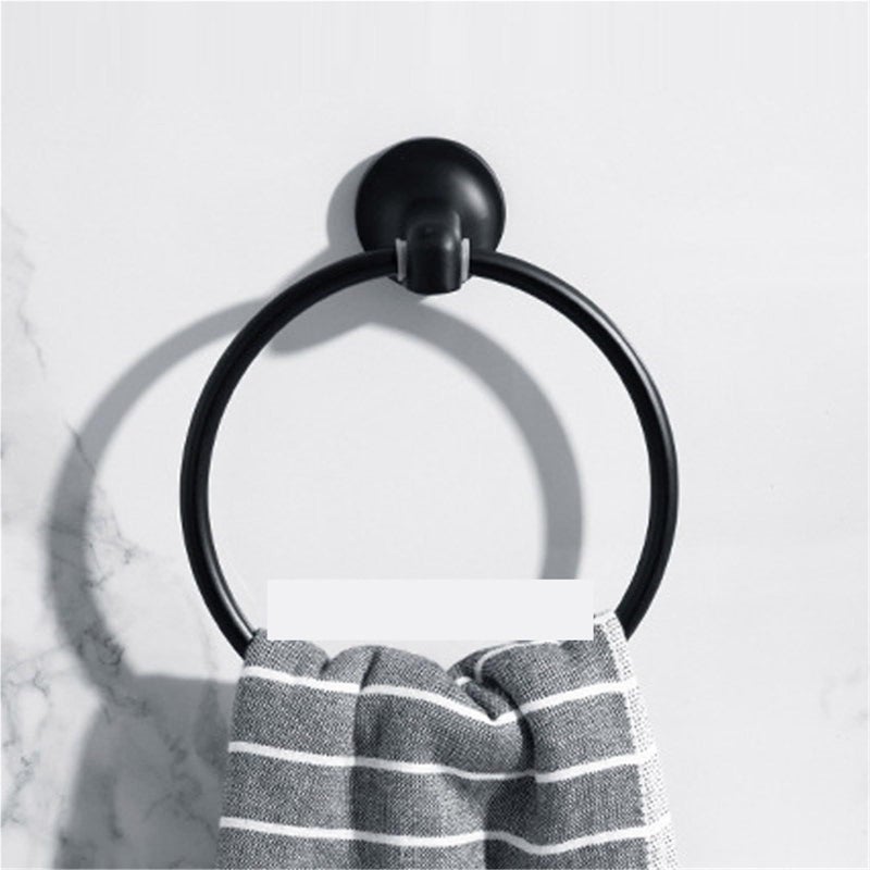 Black Stainless Steel Wall Mounted Round Towel Ring Holder Bathroom - Image 5