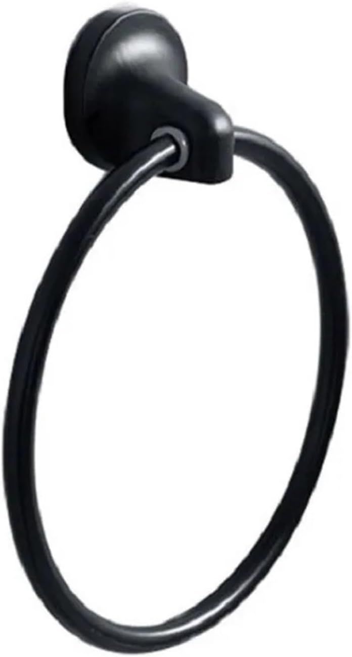 Black Stainless Steel Wall Mounted Round Towel Ring Holder Bathroom - Image 1