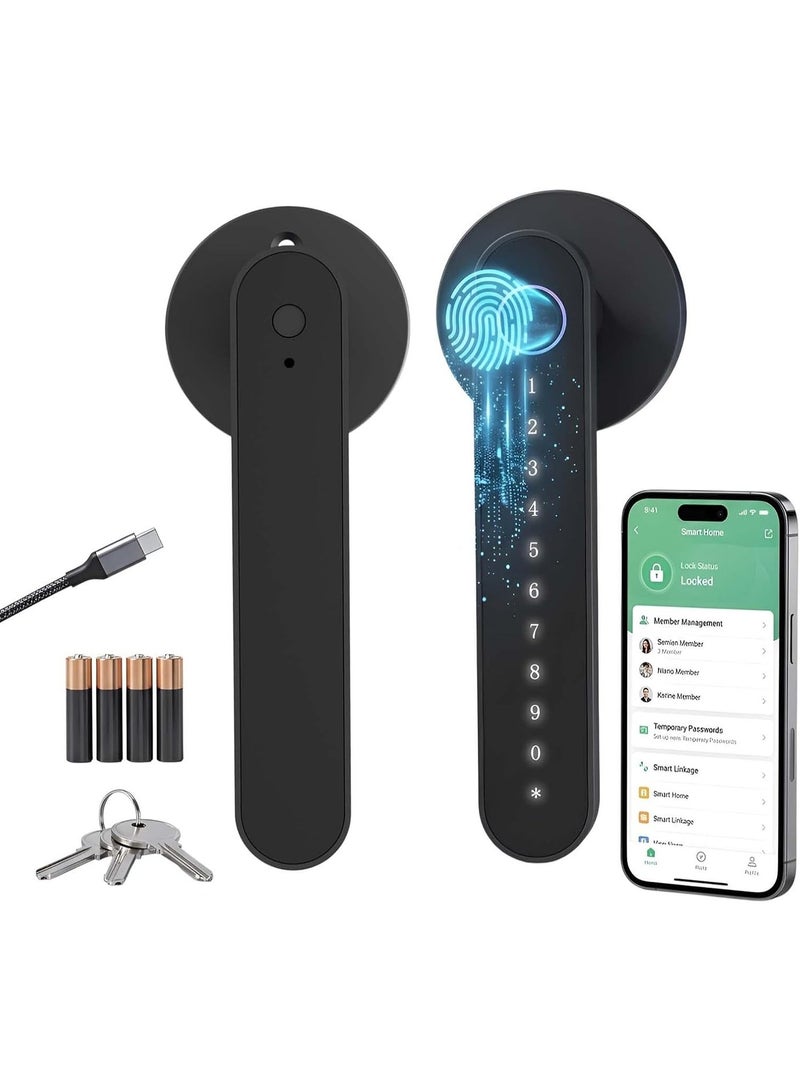 CRONY Smart Fingerprint Door Lock, 5 Unlocked Ways IC Cards, Codes, Keys, APP, Fingerprint, Bluetooth Keyless Entry Front Door for Bedroom, Hotel, Apartment, Home, Office with Digital Keypad Lock - Image 1
