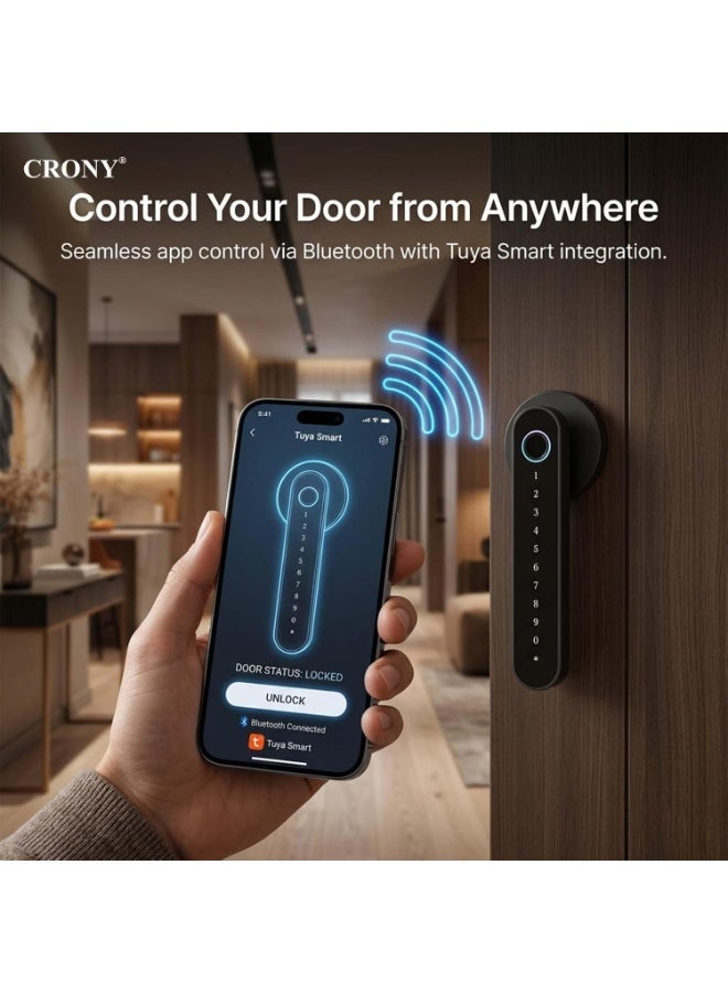 CRONY Smart Fingerprint Door Lock, 5 Unlocked Ways IC Cards, Codes, Keys, APP, Fingerprint, Bluetooth Keyless Entry Front Door for Bedroom, Hotel, Apartment, Home, Office with Digital Keypad Lock - Image 5