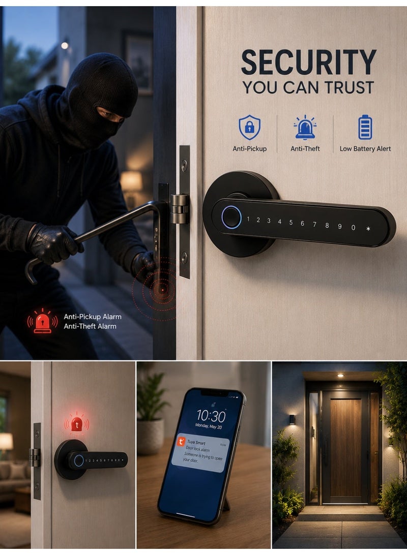 CRONY Smart Fingerprint Door Lock, 5 Unlocked Ways IC Cards, Codes, Keys, APP, Fingerprint, Bluetooth Keyless Entry Front Door for Bedroom, Hotel, Apartment, Home, Office with Digital Keypad Lock - Image 4