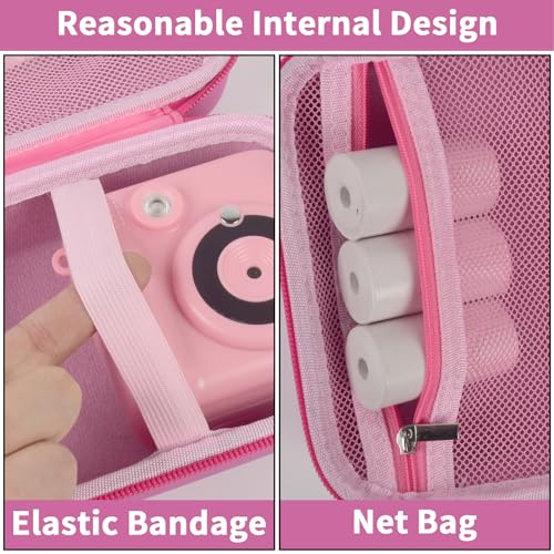 casmilee Kids Instant Print Camera Case for Dylanto/for ESOXOFFORE/for VTech KidiZoom PrintCam/Creator Cam/for Goopow/for GKTZ/for FUNKAM/for Agoigo Waterproof Digital Video Toddler Cameras - Box Only (Pink) - Image 3