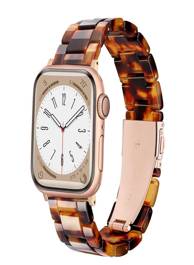 Omter بديل حزام أومتر لساعات آبل 42 مم 41 مم 40 مم 38 مم للنساء والرجال حزام معصم عصري من الراتنج لسلسلة ساعات آي ووتش 11 10 9 8 7 6 SE 5 4 3 2 1 (لون السلحفاة، 42 مم 41 مم 40 مم 38 مم) - Image 1