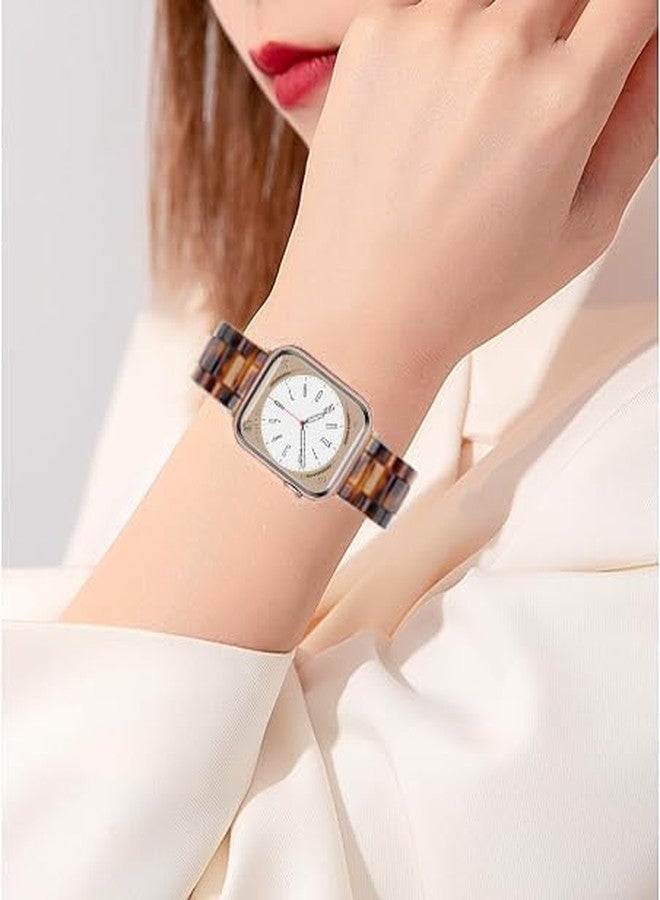 Omter بديل حزام أومتر لساعات آبل 42 مم 41 مم 40 مم 38 مم للنساء والرجال حزام معصم عصري من الراتنج لسلسلة ساعات آي ووتش 11 10 9 8 7 6 SE 5 4 3 2 1 (لون السلحفاة، 42 مم 41 مم 40 مم 38 مم) - Image 4