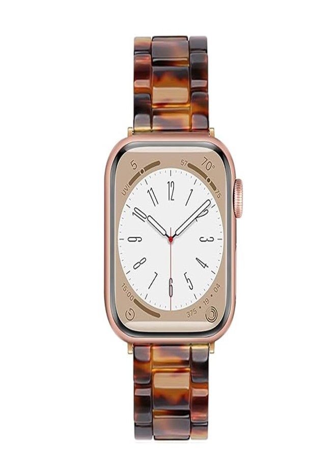 Omter بديل حزام أومتر لساعات آبل 42 مم 41 مم 40 مم 38 مم للنساء والرجال حزام معصم عصري من الراتنج لسلسلة ساعات آي ووتش 11 10 9 8 7 6 SE 5 4 3 2 1 (لون السلحفاة، 42 مم 41 مم 40 مم 38 مم) - Image 3