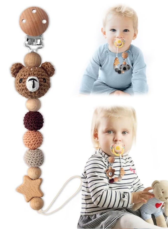 Pacifier Clip, Cute Animal Pacifier Holder Clip for Boys and Girls, Most Pacifiers, Baby Teethers, Baby Shower and Baby Essentials(Bear) - Image 1