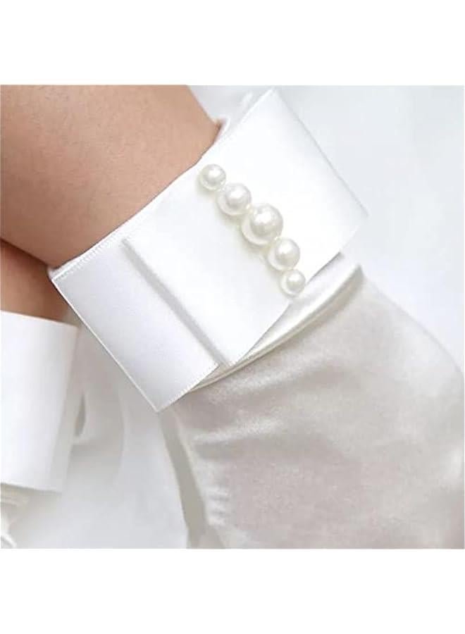 Women Short Satin Gloves Elegant Wrist Length Brides Gloves Women's Gown Gloves for Opera Wedding Banquet Evening Party Dress Accessories - Image 4