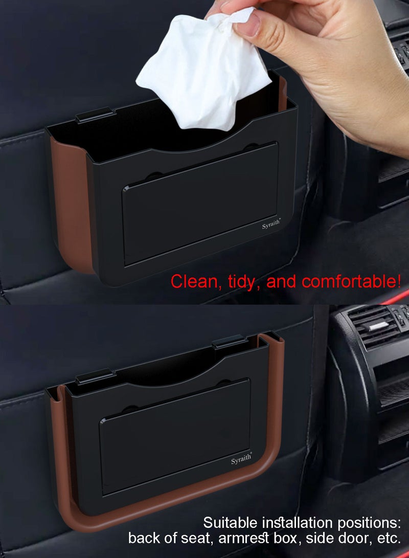 Syraith Car Trash Can, Foldable Hanging Car Organizer, Waterproof Car Garbage Can with Folding Table Top. Rigid Car Trash Bag for Car Seat Backs, Side Doors and Armrest Bins, Send Cleaning Brush - Image 5