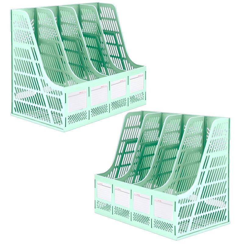 DaKos 4 Compartments Plastic File Rack Paper Holder, Desktop Organizers, Letter Organizer File Holder, Magazine Book Holder Organizer (Pack of 2) (MFP1340) - Image 1