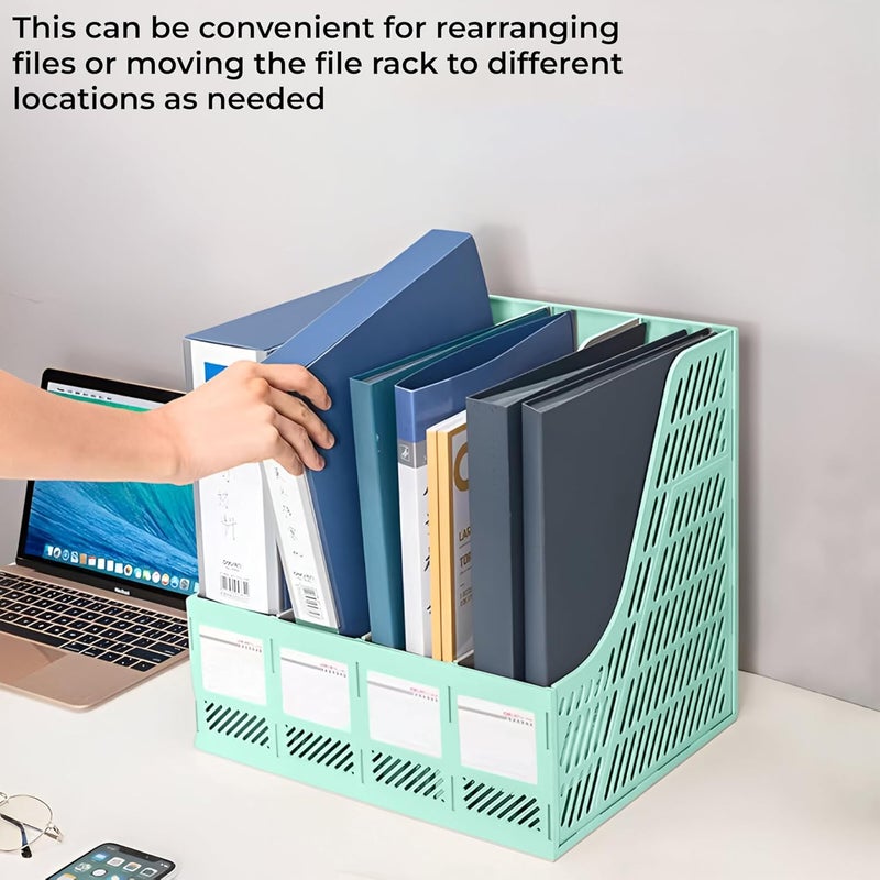DaKos 4 Compartments Plastic File Rack Paper Holder, Desktop Organizers, Letter Organizer File Holder, Magazine Book Holder Organizer (Pack of 2) (MFP1340) - Image 5