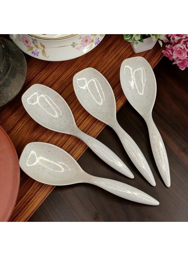 Vemlons Serving Spoon Long Handled Serving Spoon, Melamine Tableware (Set of 4 Piece)(Marble Print) - Image 1