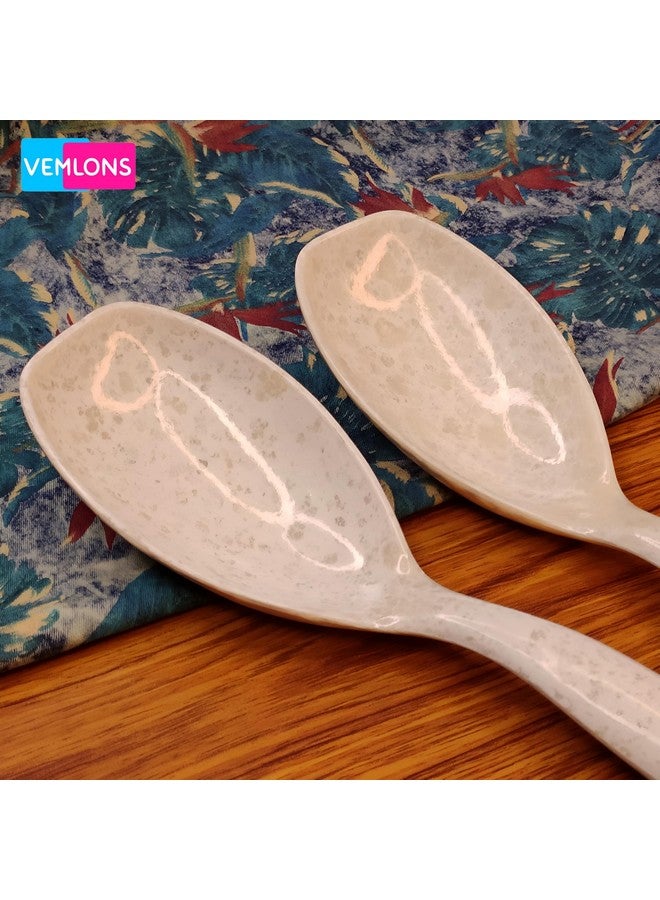 Vemlons Serving Spoon Long Handled Serving Spoon, Melamine Tableware (Set of 4 Piece)(Marble Print) - Image 3