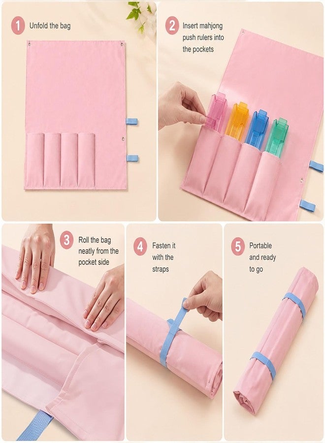 Mqaue Mahjong Rack Storage Bag, Roll-Up Mahjong Accessories Organizer Fits 4 Racks & Pushers, 31.5" x 20.5" Heavy-Duty Oxford Protective Sleeve,Empty Bag Only - Image 5