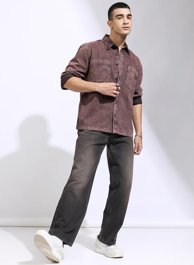 HIGHLANDER Acid Washed Oversized Shirt with Pockets - Image 2