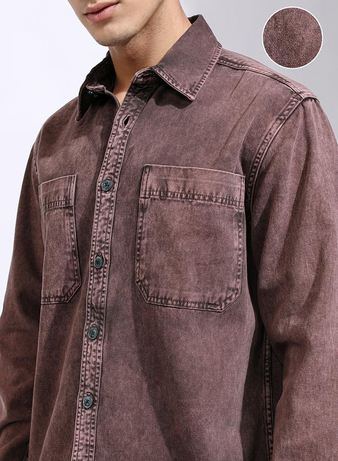 HIGHLANDER Acid Washed Oversized Shirt with Pockets - Image 5