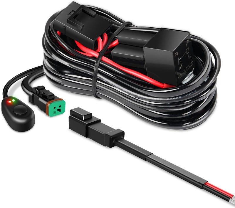 Nilight - 10017W 16AWG DT Connector Wiring Harness Kit LED Light Bar 12V On Off Switch Power Relay Blade Fuse for Off Road Lights LED Work Light-ONE Lead,2 Years Warranty Multi-use detailed build - Image 1