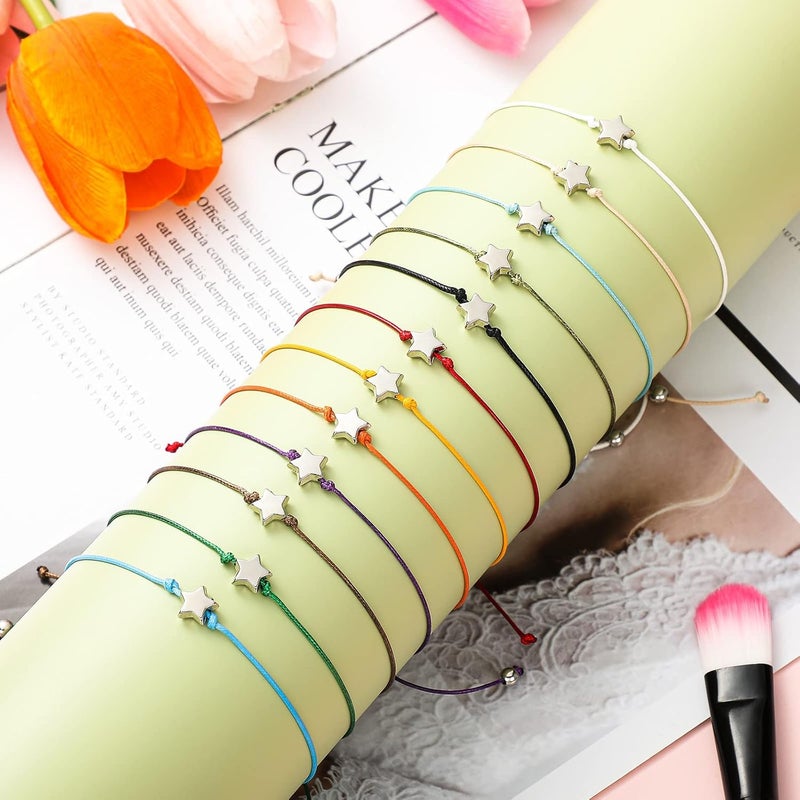 Sureio 24 Pcs Star Friendship Bracelets That Fall off Adjustable String Wish Bracelets Back to School Christmas Jewelry Gifts for Women Girls Friendship - Image 3
