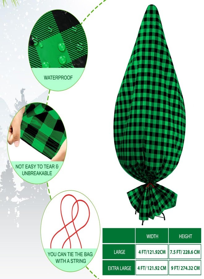 تيلينغ حقيبة تخزين كبيرة لشجرة عيد الميلاد، حقيبة جامبو لإزالة شجرة عيد الميلاد والتخلص منها، حقيبة بلاستيكية مقاومة للماء، غطاء شجرة عيد الميلاد عمودي لزينة شجرة عيد الميلاد (أسود وأخضر، 7.5 قدم) - Image 2
